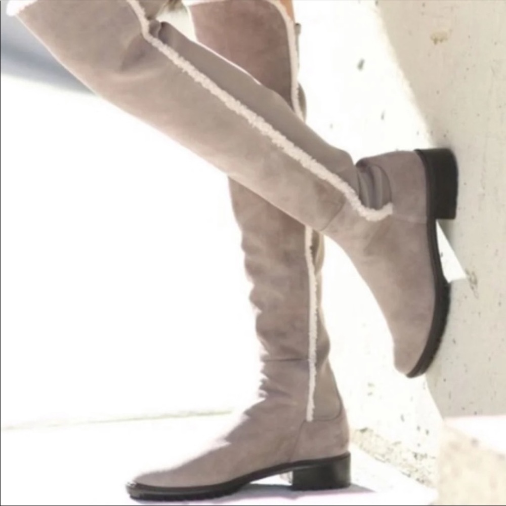 Stuart weitzman 5050 gray shearling boots